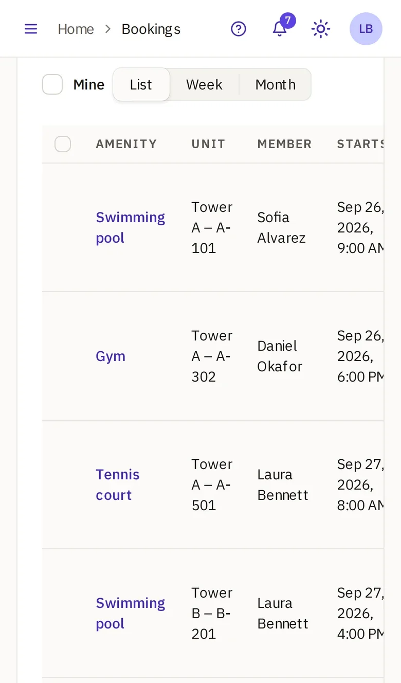 The bookings on a phone